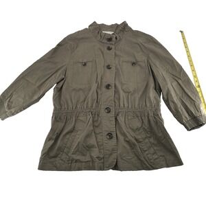 Christopher Banks XS Button Up Jacket Olive Green Pockets Collared